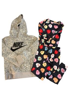 Nike Gray Marled Hoodie with Black Logo Accent, V Day PJs, 5T